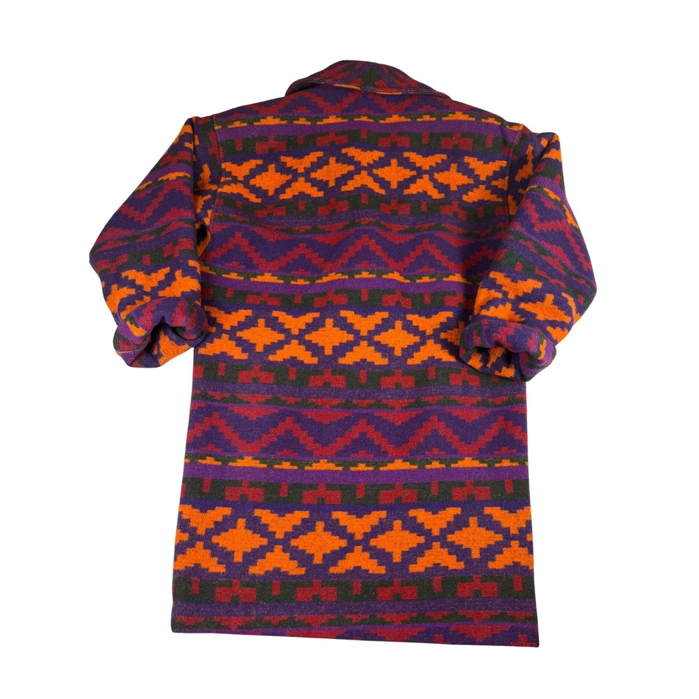 Braetan Vtg‎ Southwestern Geometric Wool Blend Coat Purple Orange Toggle Sz Med - Picture 13 of 13